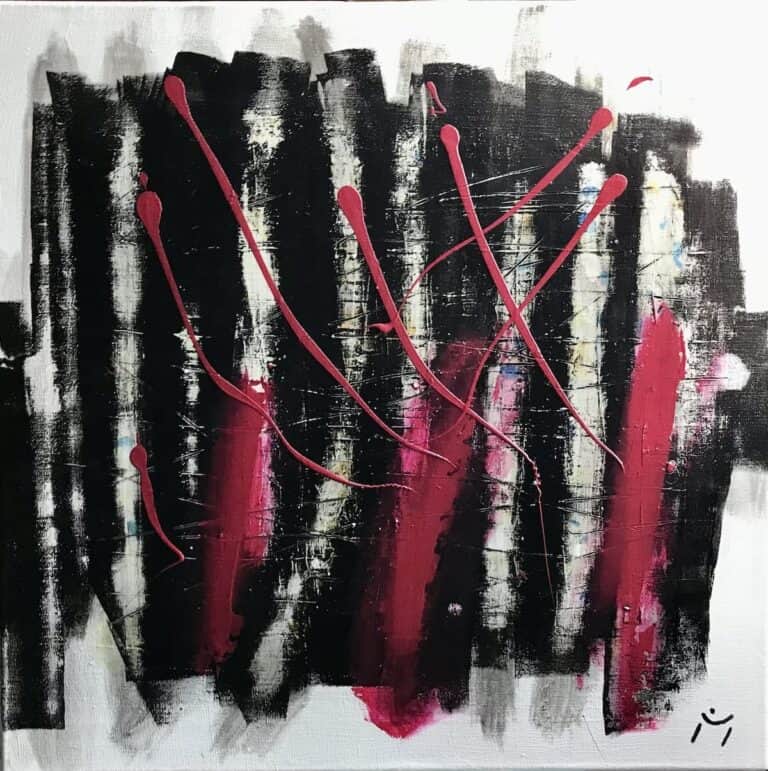 Abstraktes Acrylbild Einfach sein - Das fertige Bild bei Tageslicht aufgenommen