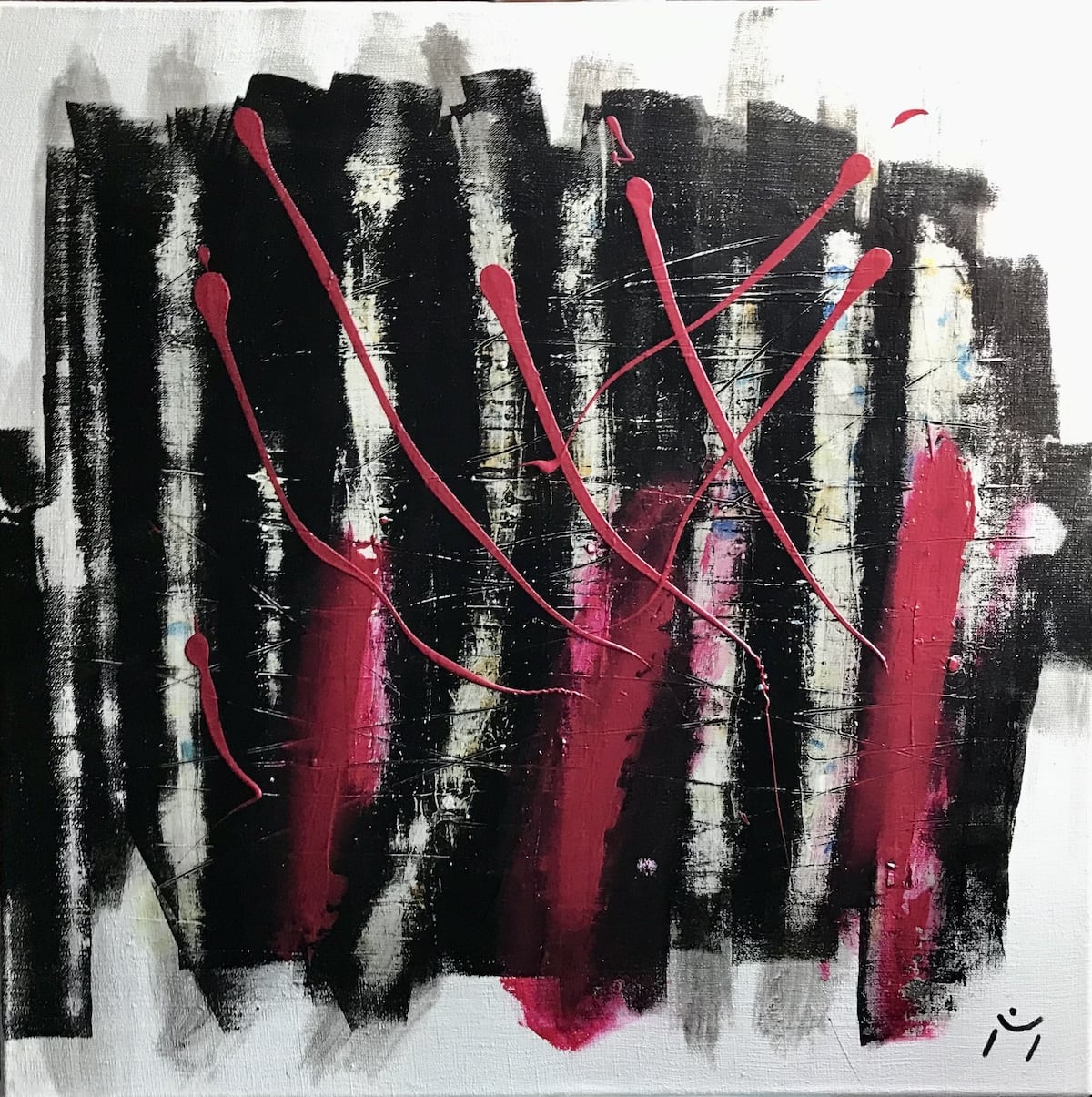 Abstraktes Acrylbild Einfach sein - Das fertige Bild bei Tageslicht aufgenommen