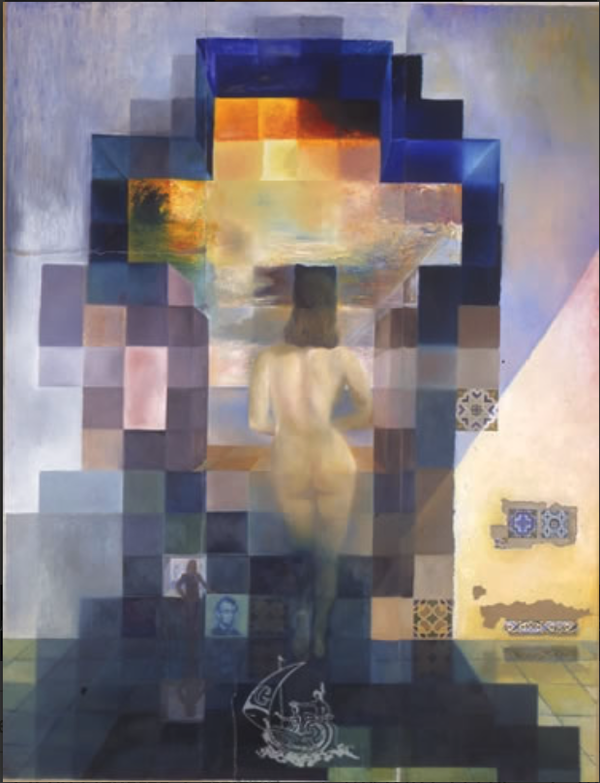 Gala Nude Looking at the Sea Which at 18 Metres Appears the President Lincoln - von der URL https://www.salvador-dali.org/en/artwork/the-collection/119/gala-nude-looking-at-the-sea-which-at-18-metres-appears-the-president-lincoln