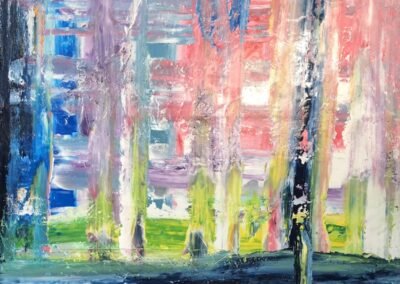 Acrylbild Gelassenheit - Das fertige Bild noch nass und bei Kunstlicht