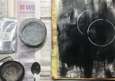 Vorbereitung des Tests für das silberne Glitterpulver der Orgon-Energie