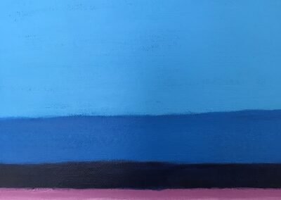 Acryl Bild BLAU - Detailfoto 11: Ausschnitt-Vergrößerung nur die Farben: Blaugrün, Preußischblau, Rot, Primärblau und Hellblau