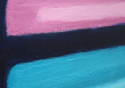 Detailfoto 19: Starke Vergrößerung des blaugrünen und roten/pinken Feldes am linken Bildrand