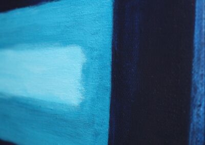 Detailfoto 20: Starke Vergrößerung des blaugrünen Feldes mit dem Preußischblau am rechten Bildrand