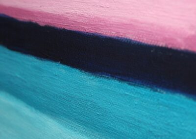 Detailfoto 21: Starke Vergrößerung der Feldteile / Farben: Mint, Blaugrün, Preußischblau, Rot und Pink - schöne Leinwandstruktur