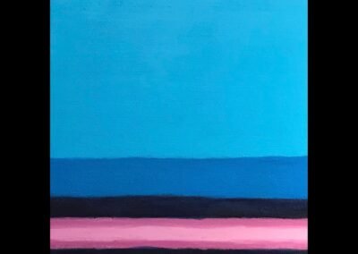 Acryl Bild BLAU - Detailfoto 4: Das blaue und rote Feld in der Vergrößerung in der Bildmitte