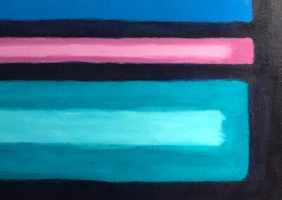 Acryl Bild BLAU - Detailfoto 6: Alle drei Felder in der Vergrößerung am rechten Bildrand