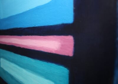 Acryl Bild BLAU - Ausschnitt-Vergrößerung unten von rechts aufgenommen - drei Felder