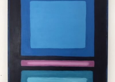 Acryl Bild BLAU - Fertig bei Tageslicht aufgenommen, an der Wand hängend