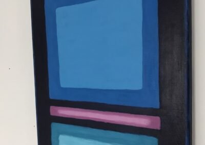 Acryl Bild BLAU - Ansicht von rechts an der Wand hängend