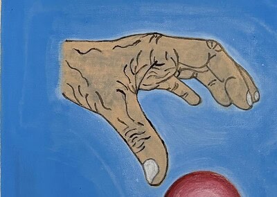 Die rechte Hand, die den Ball losläßt