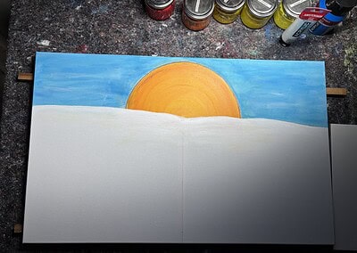 Bild Widerstand Loslassen - Farbauftrag für Himmel und Sonne verfeinert