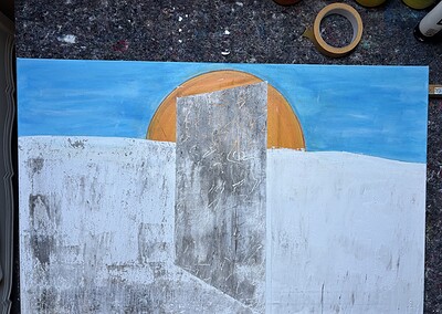 Mauer angelegt und Hintergrund links und rechts gespachtelt