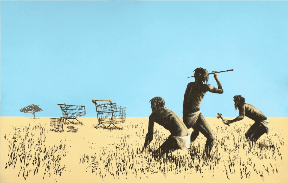 Bild Banksy Trolley Hunters 2006 - Screenshot von der Website https://banksyexplained.com/trolleys-2006/