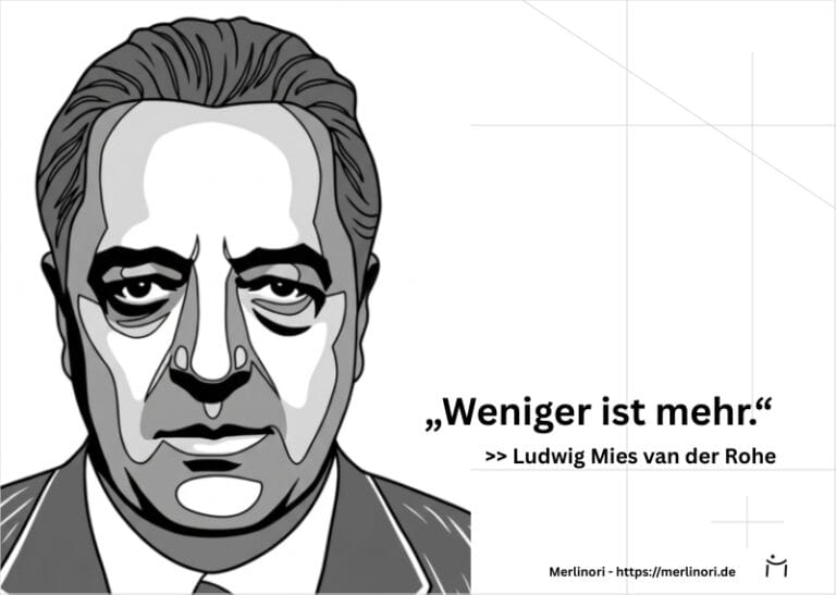 Ludwig Mies van der Rohe - Portrait - Weniger ist mehr - Kunstzitat