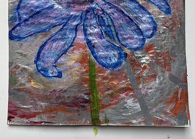 Die Outlines der Blätter mit Blau gemalt - um die Abgrenzung zum Hintergrund zu verstärken