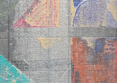 Nahaufnahme oben rechts - Grau und viele Farben mit Leinwand ...