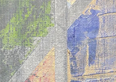 Nahaufnahme ganz oben rechts – Grau, Grün, Gold und Blau ...