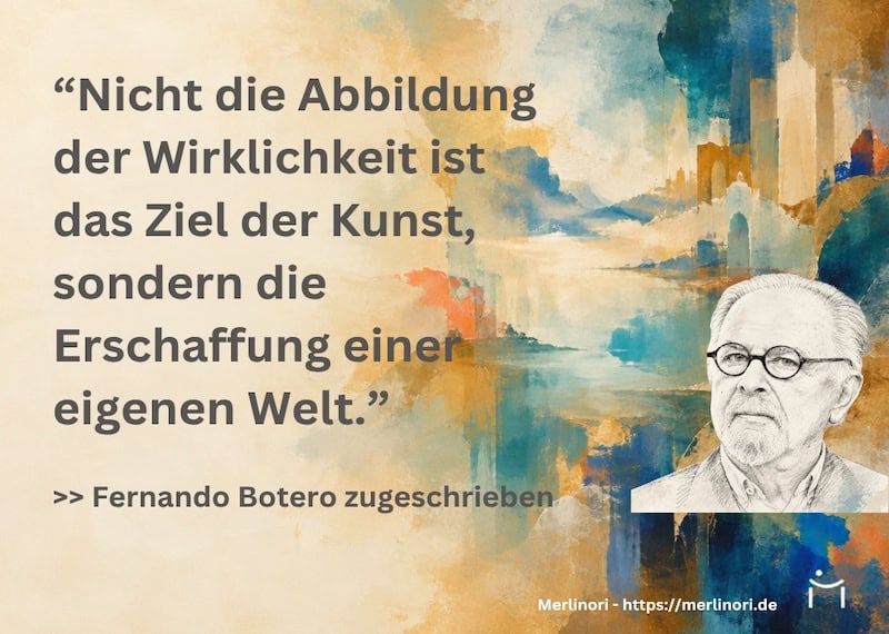 Fernando Botero Kunstzitat: Muss Kunst die Wirklichkeit abbilden? Das Fernando Botero Kunstzitat regt dazu an, über individuelle Bildwelten, künstlerische Freiheit und die besondere Kraft der Wahrnehmung nachzudenken.